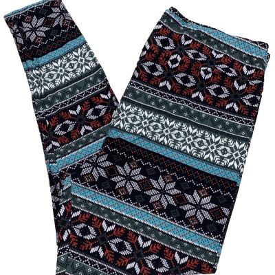 LuLaRoe Womens Leggings Size TC2 Christmas Fair Isle Snowflakes Plus 18+ NWT